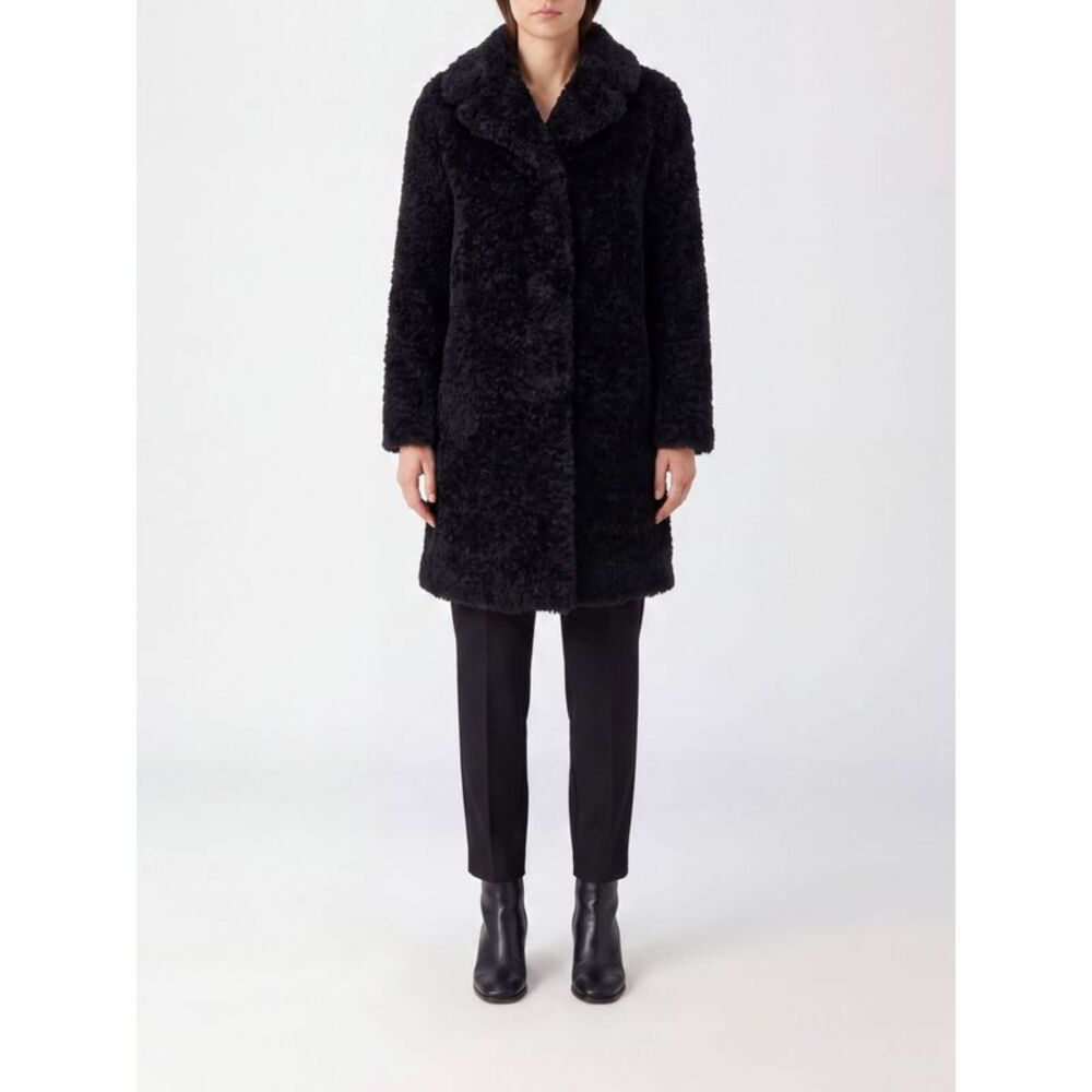 Herno Women Herno Knee-Length Single-Breasted Faux Fur Coat With Lapel Collar